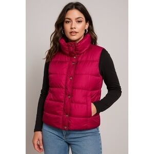 J. Crew x 2000’s Fuschia Puffer Snap Button Vest
